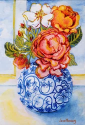 Chalé Rosas, Vaso Azul e Branco Redondo 2004